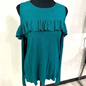 Teal cold shoulder sweater